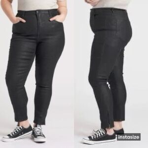 Universal Standard Meuse High Rise Black Resin Zipper Jeans Size 00